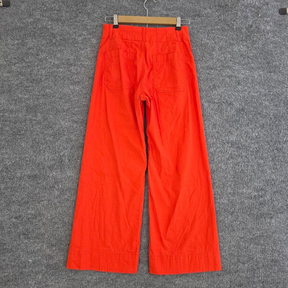 Maeve Pants 26 The Colette Wide Leg High Rise Cropped Linen Blend Orange Casual - Picture 3 of 11